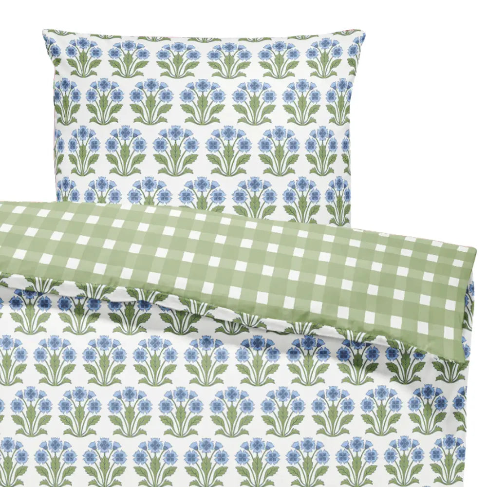 Dianthus Blue Twin Duvet Cover Set | Dorm Bedding