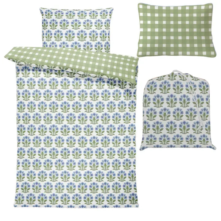 Dianthus Blue Twin Duvet Cover Set | Dorm Bedding