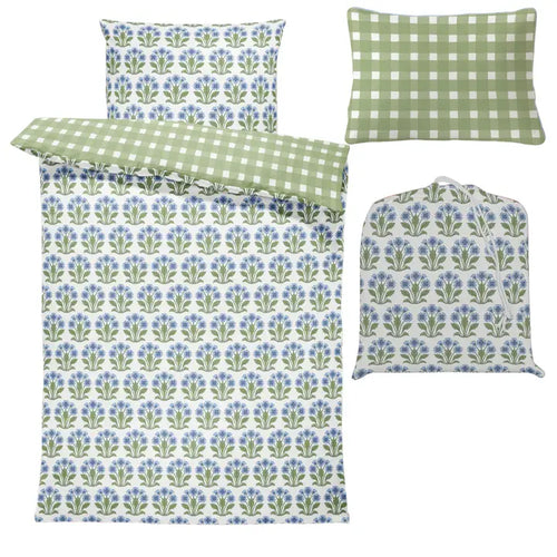Dianthus Blue Twin Duvet Cover Set | Dorm Bedding